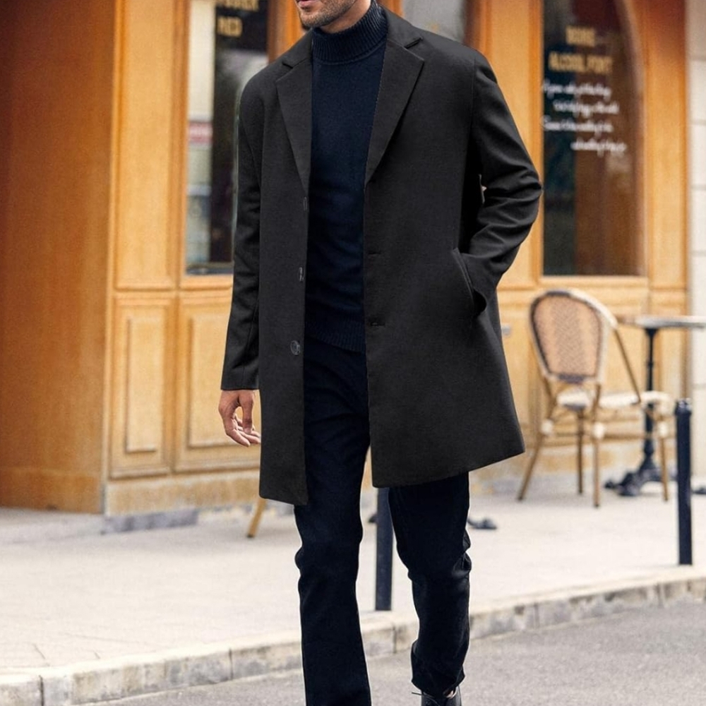 Black Men's Overcoat Peacoat